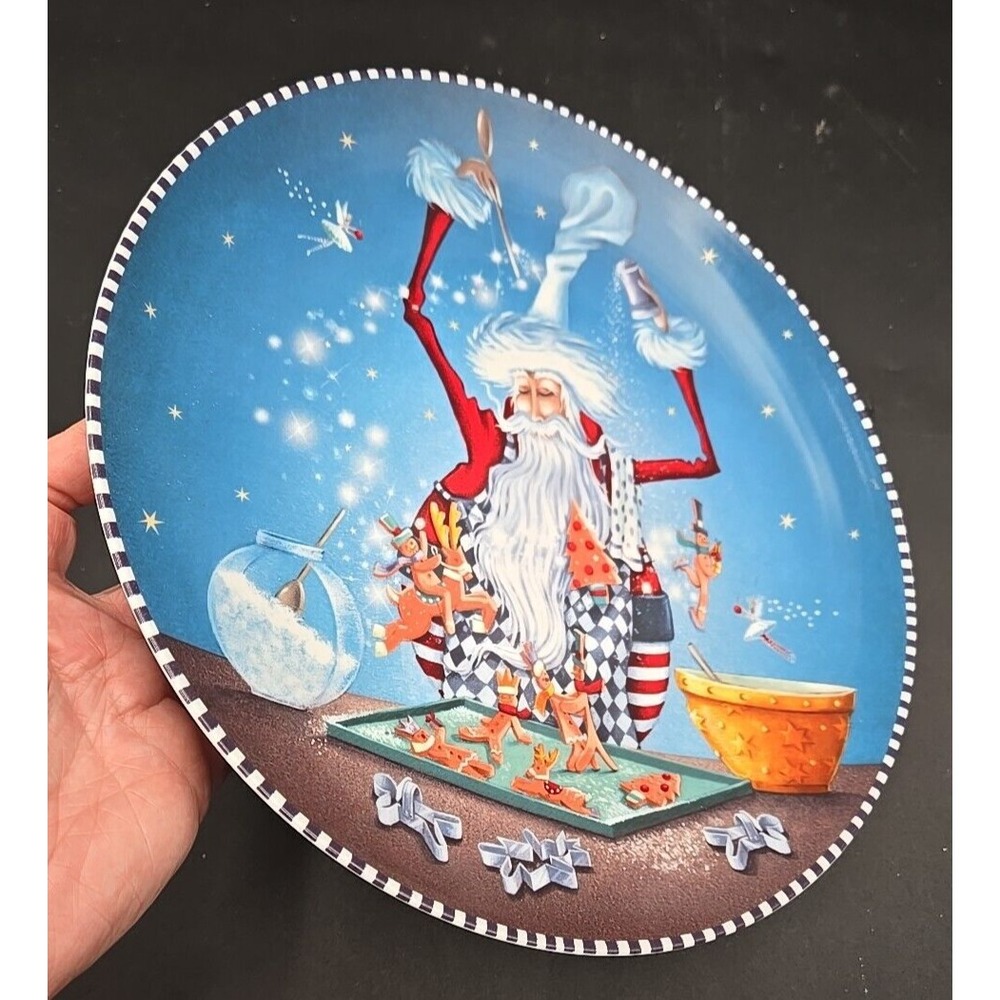 Department 56 Holiday Santa Baking Gingerbread Cookies Plate HTF‎ Rare